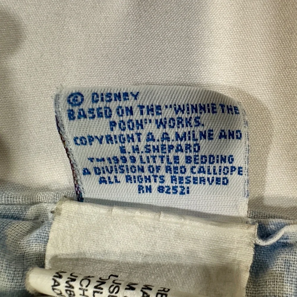 Disney Pooh Baby Crib Comforter Vintage Blue Cotton Winnie Tigger Eeyore 90s